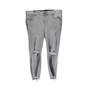 Torrid Jeans Womens 18 Gray Bombshell Skinny Distressed Stretch Denim
